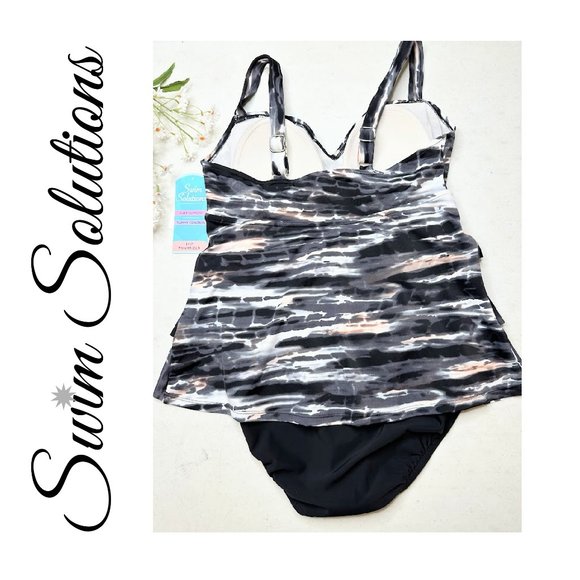 Swim Solutions Triple Fauxkini One Piece Swimsuit - Picture 4 of 5